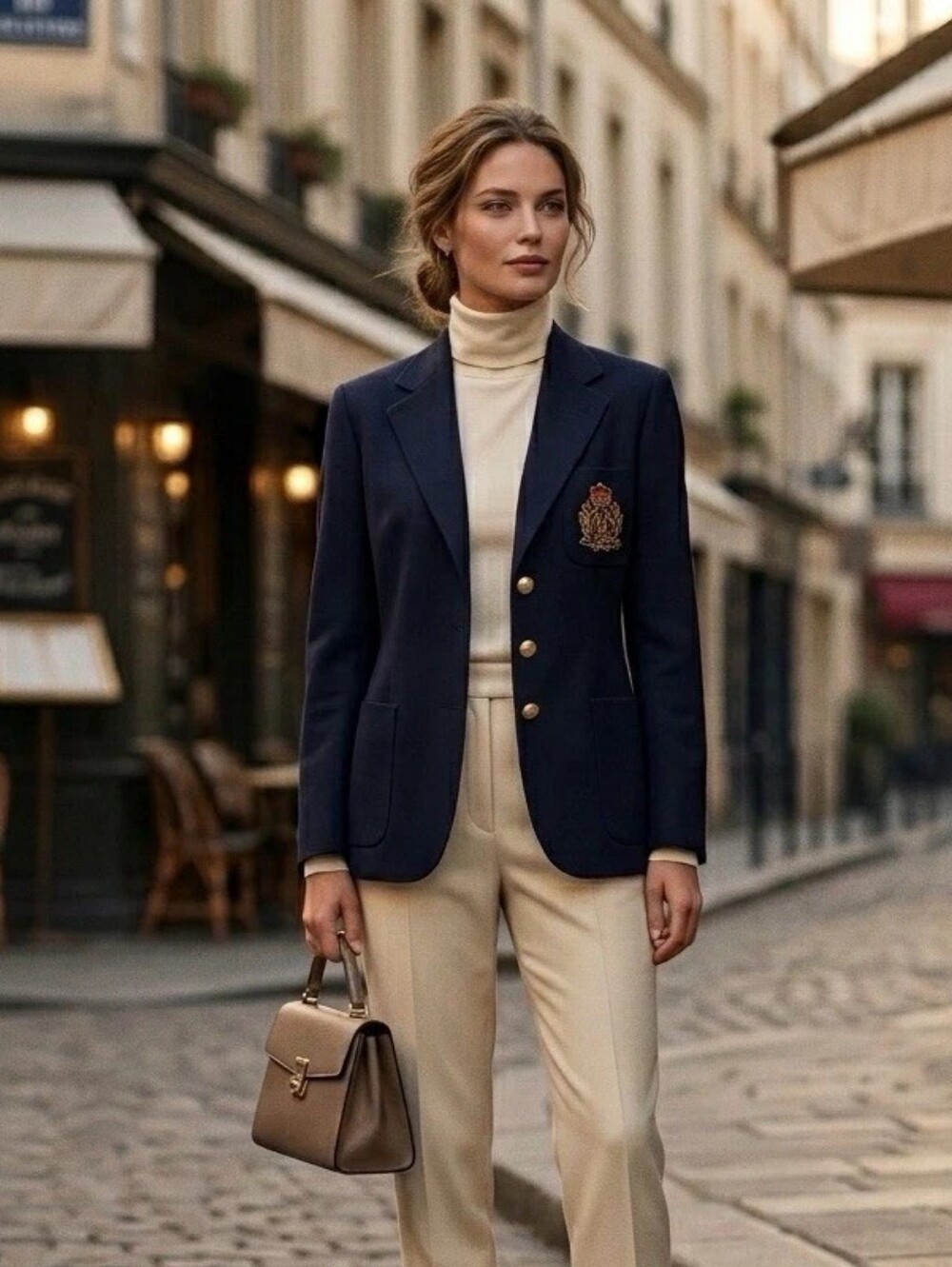 Lauren Ralph Lauren Navy Cotton Crest Blazer Gold Buttons Size 14 Heritage